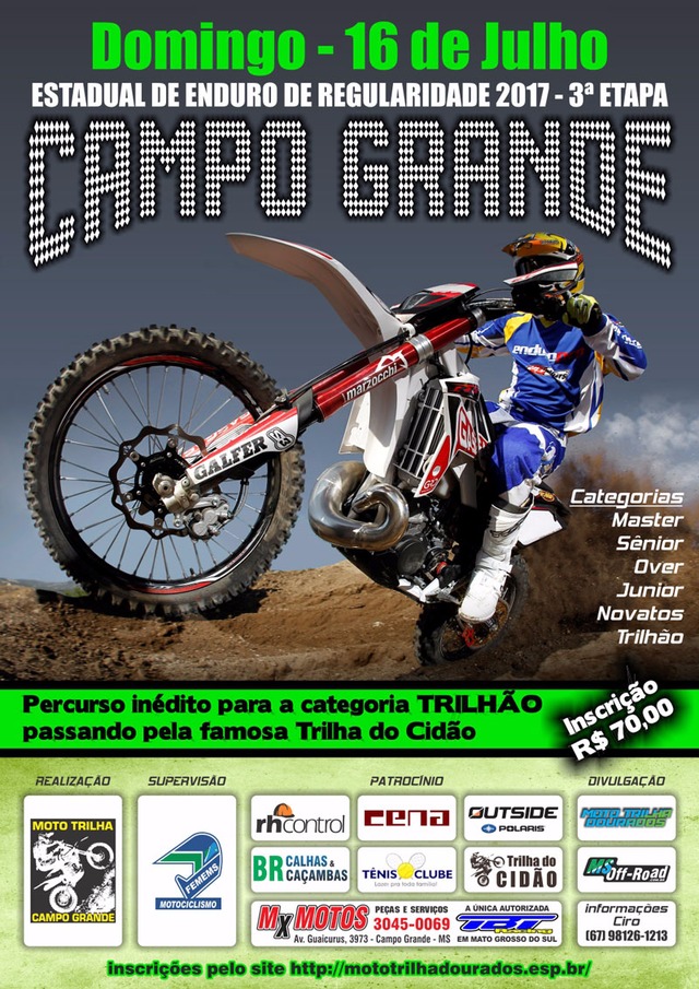 Próxima etapa do Estadual de Enduro de Regularidade será em Campo Grande Próxima etapa do Estadual de Enduro de Regularidade será em Campo Grande