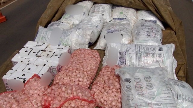 Polícia apreende 1 tonelada de agrotóxicos em meio a carga de alho Polícia apreende 1 tonelada de agrotóxicos em meio a carga de alho em Campo Grande (Foto: Maxsandro Martins/TV Morena)