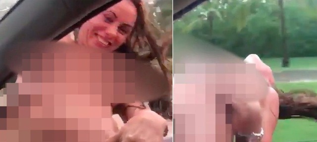 Natalia Borbina se arrisca do lado de fora de carro em estrada a Punta Cana | Reprodução/YouTube