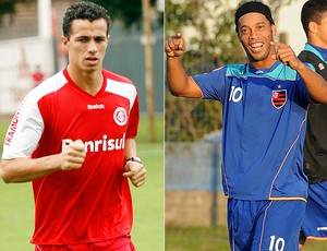 Damião contra R10: amizade dos novos colegas fica para depois Damião e Ronaldinho estarão juntos contra Gana
(Foto: Editoria de Arte/Globoesporte.com)