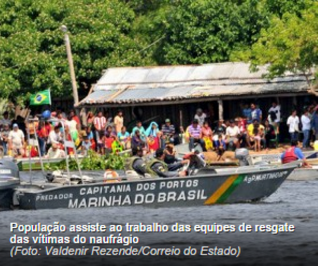 O naufrágio agitou a cidade e a população foi para as margens do rio Paraguai assuntar o resgate dos corpos (Foto: Correio do Estado)