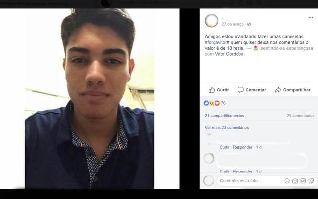 Victor Hugo Córdoba, baleado na cabeça em Campo Grande, MS (Foto: Reprodução/Facebook)