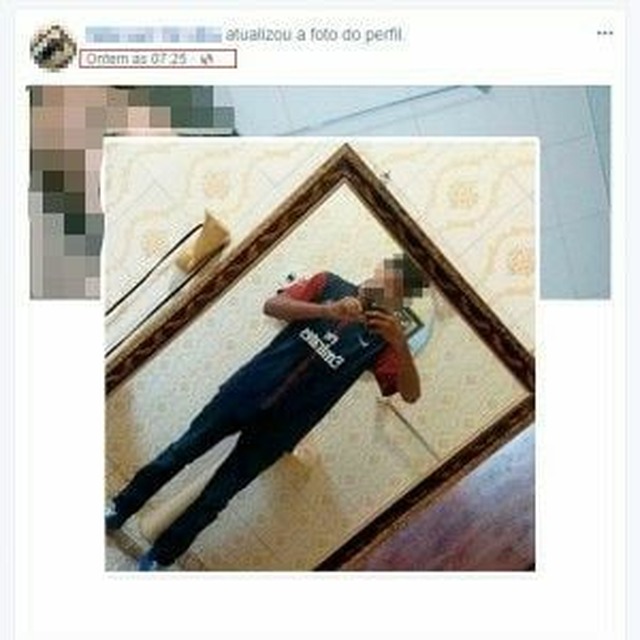 Postagem de selfie feita pelo adolescente no quarto da vítima - Foto: Reprodução