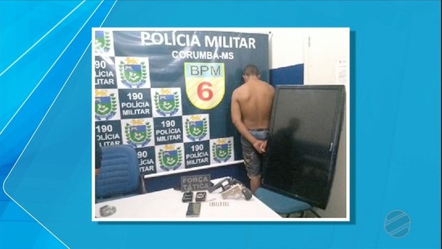 Pai confessa crimes do filho e rapaz vai preso por suspeita de roubo em Corumbá, MS (Foto: Reprodução TV Morena)
