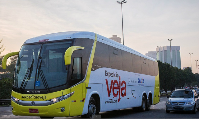 Ônibus com a equipe da Veja saiu de São Paulo na terça-feira (06), e vai percorrer treze estados e o Distrito Federal (Foto: Jonne Roriz)