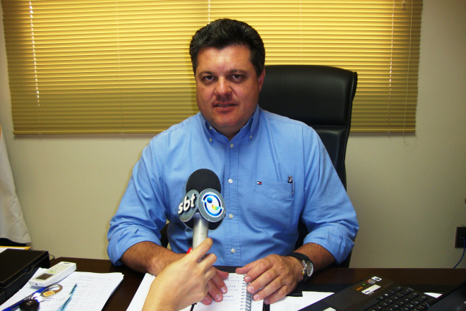 O ex-prefeito Jocelito Kruguer, quando concedia entrevista para o programa Perfil News, exibido no SBT MS (Foto: Arquivo/Ricardo Ojeda)