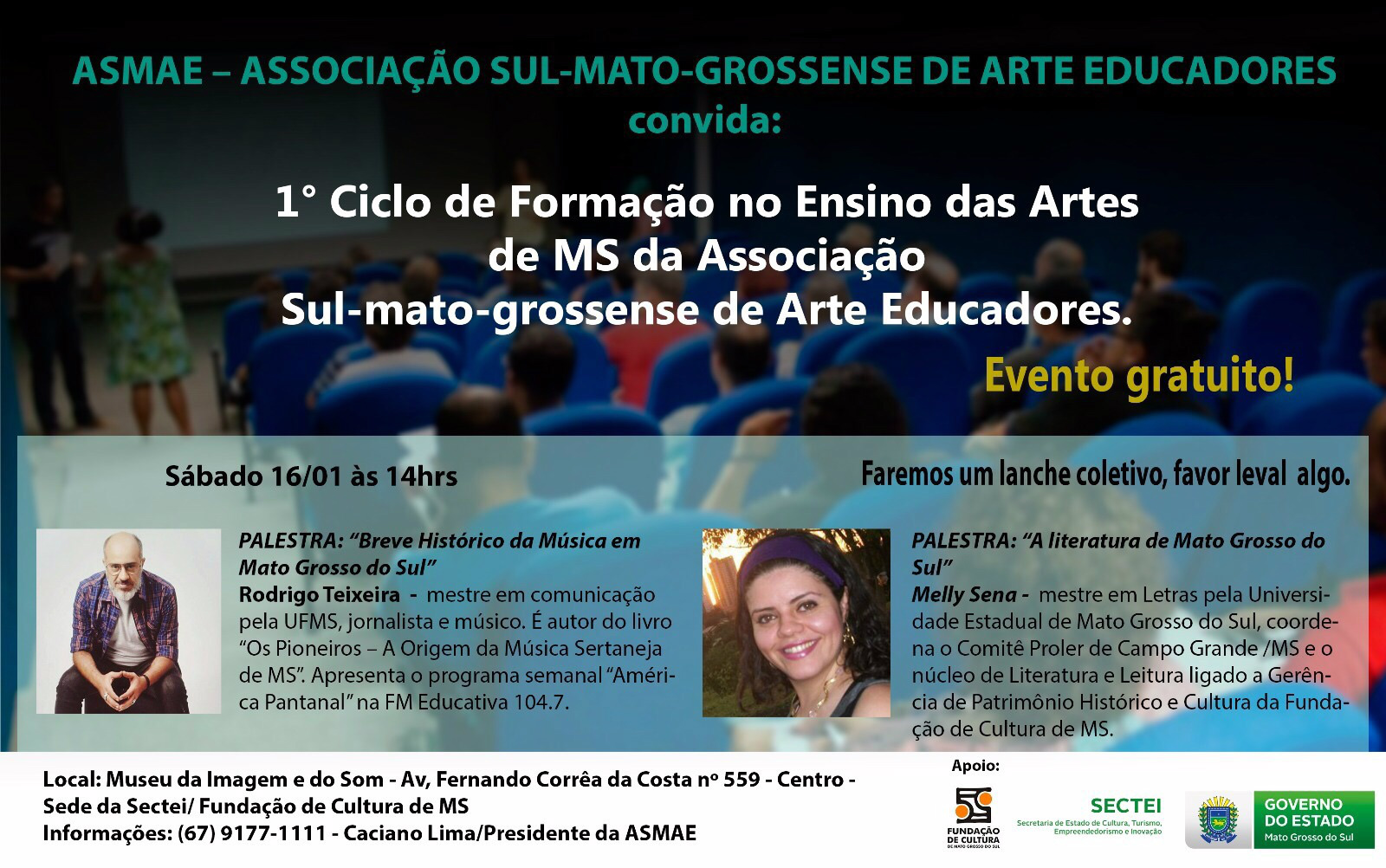 1º Ciclo de Formação no Ensino das Arte de MS da Associação Sul-mato-grossense de Arte Educadores - Evento Gratuito