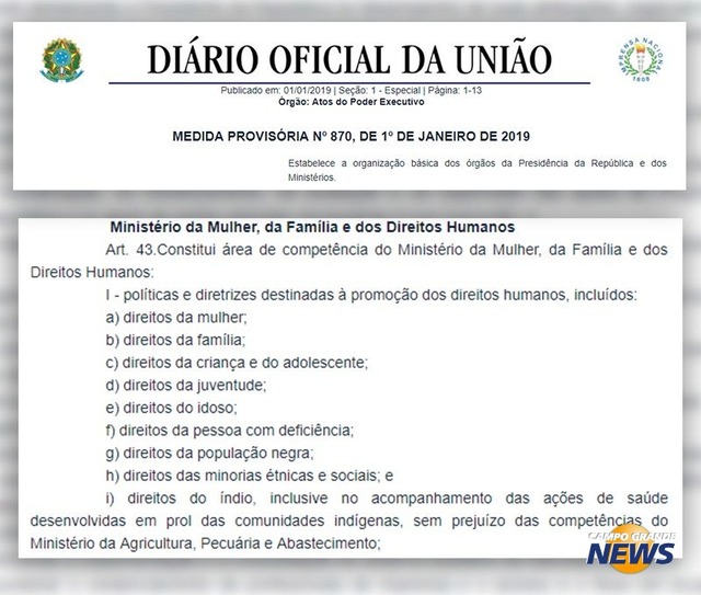 MP assinada por Bolsonaro retira LGBTs das diretrizes de Direitos Humanos Edição do Diário Oficial da União de terça-feira (Foto: Reprodução)