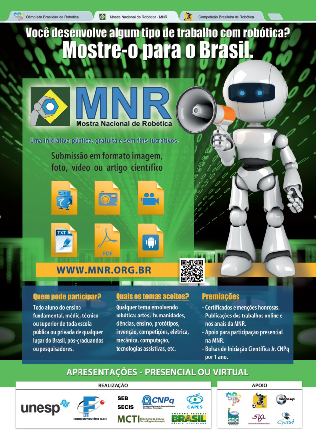 Abertas as inscrições para Mostra e Olimpíada de Robótica Para a Mostra Nacional de Robótica (MNR), as inscrições vão até dia 7 de agosto. (Foto: Divulgação)