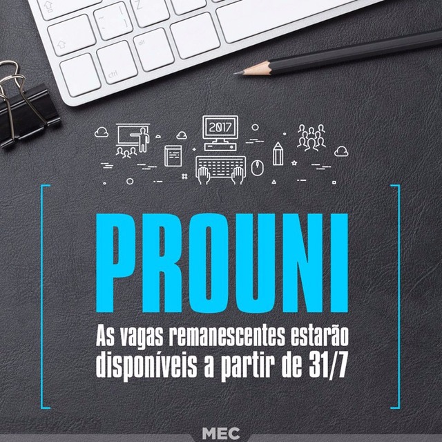 Prouni abre inscrição para 77 mil bolsas em universidades privadas nesta segunda Inscrições para vagas de bolsas de estudo remanescentes do Prouni começam na segunda (Foto: Divulgação/MEC)