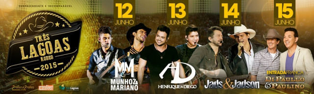 Três Lagoas Rodeo agitará Cidade no mês de junho Shows que farão parte do evento. (Foto: Ilustração)