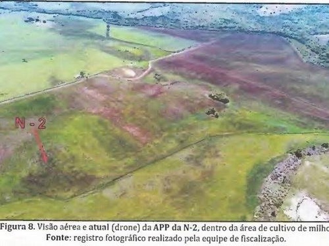 MP investiga contaminação de rios de destino turístico com agrotóxico Foto mostra área desmatada para plantação de milho. (Foto: Inquérito/Reprodução)