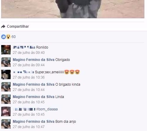 Perfil fake de PM três-lagoense que morreu é usado para assediar mulheres Mulheres que não conhecem a real história elogiam as fotos e o impostor ainda as responde. (Foto: Reprodução/ Facebook).