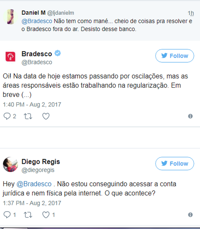 Serviços do Bradesco apresentam problemas nesta quarta-feira Serviços do Bradesco apresentam problemas nesta quarta-feira