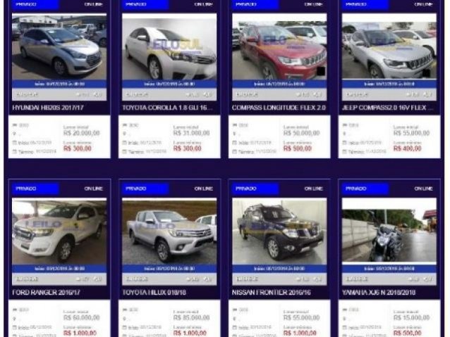 Site engana clientes e é proibido pela Justiça de leiloar veículos Atualmente fora do ar, site de leilões eletrônicos ofertava veículos com preços atrativos. (Foto: Reprodução)