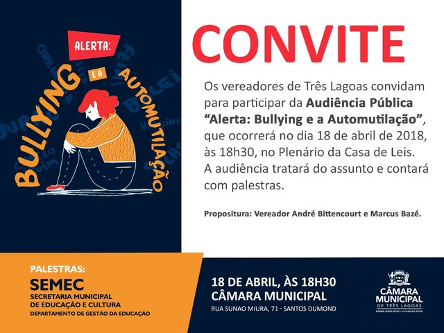 Departamento Pedagógico da SEMEC de Três Lagoas realiza Audiência Pública sobre Bullying e Automutilação Departamento Pedagógico da SEMEC de Três Lagoas realiza Audiência Pública sobre Bullying e Automutilação