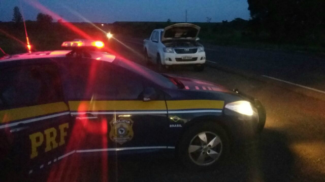 A caminhonete tinha sido roubada em Goias no último sábado (02}). (Foto: Assessoria)