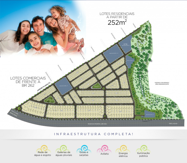 Loteamento Real Park será lançado em Três Lagoas com entrada facilitada e parcelas de R$ 460 Pela maquete dá para ter uma noção da disposição dos lotes (Reprodução)
