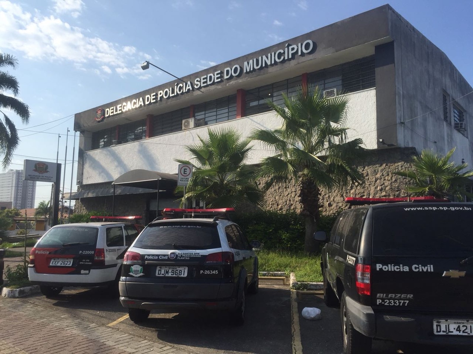 Caso de estupro foi registrado na Delegacia Sede de Praia Grande, SP. (Foto: Andressa Barboza/G1)
