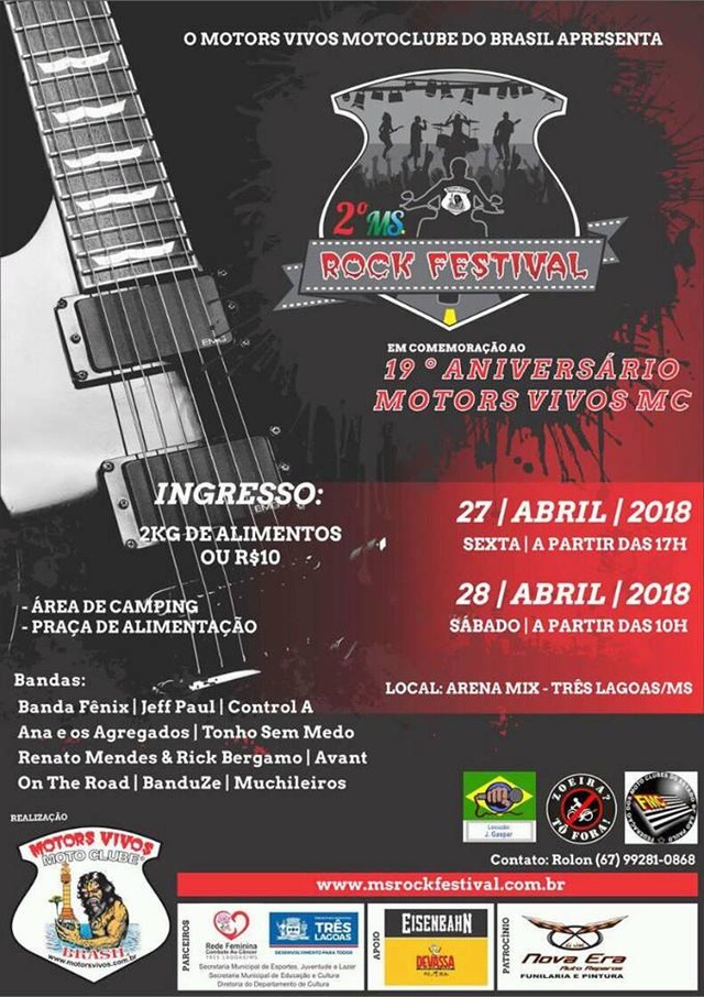 MS Rock Festival acontece nesta sexta e sábado na Arena Mix Banner do evento