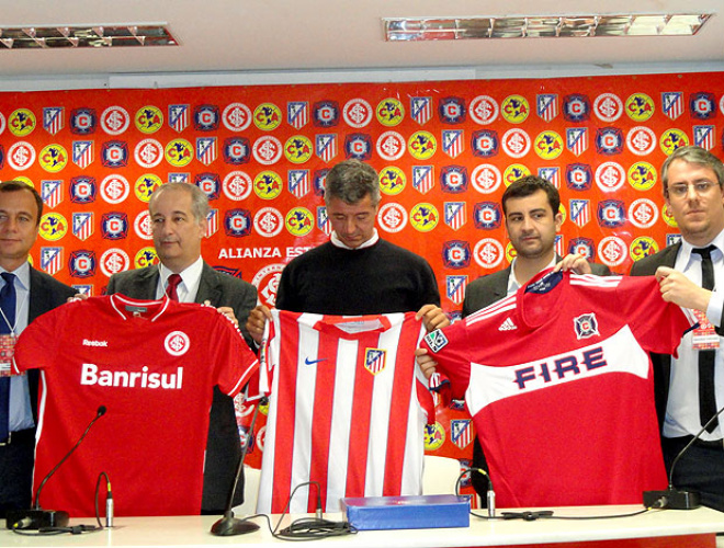 Inter inicia aliança com Atlético de Madri, América-MEX e Chicago Fire Internacional apresenta projeto de parceria com clubes estrangeiros (Foto: Alexandre Alliatti / Globoesporte.com)