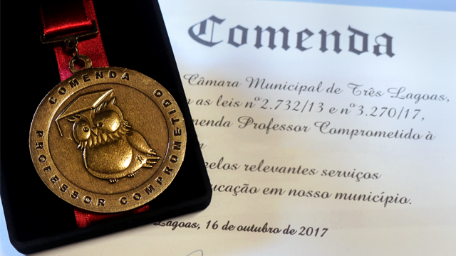 Câmara concede comenda “Professor Comprometido” durante sessão solene A medalha é conferida a um indicado de cada vereador. (Foto: Câmara Municipal de Três Lagoas)