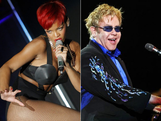 Programação pop marca abertura do Rock in Rio nesta sexta-feira Rihanna e Elton John, duas atrações da abertura do Rock in Rio (Foto: AP)