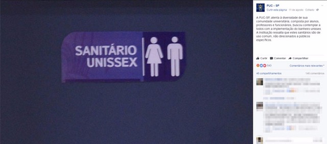 Banheiro unissex na PUC-SP (Foto: Reprodução)