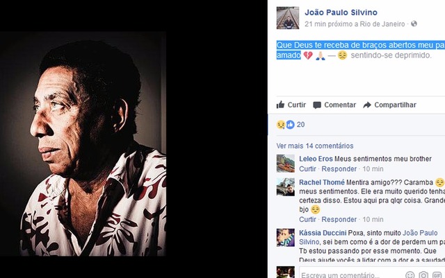 Morre o humorista Paulo Silvino, aos 78 anos, no Rio Filho de Silvinmo lamentou a morte em redes sociais (Foto: Reprodução / Facebook)