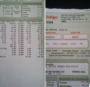 Três-lagoenses revoltam-se com o preço da energia elétrica Eliza mostra sua conta: quase R$ 440.