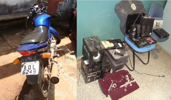 Itaquiraí prende homem acusado de tráfico e receptação Vários outros objetos como monitores, celulares, GPS, modem de internet, mostruário de semi-joias foram localizados na residência (Foto: Policia/Civil)