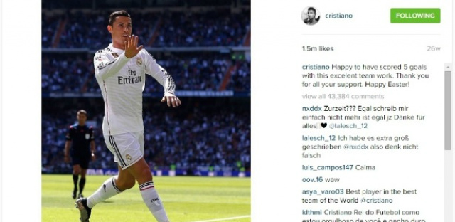 C. Ronaldo diz que fica mais dois anos no Real e despista sobre futuro Português foi homenageado pela artilharia do Campeonato Espanhol 14/15. (Imagem/Divulgação).