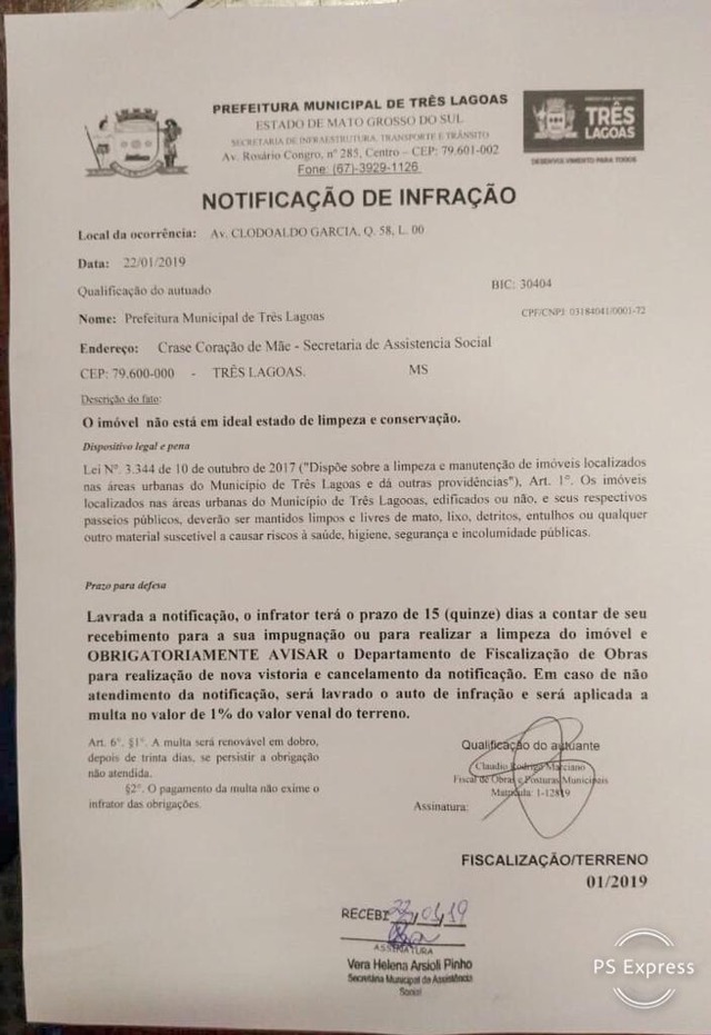 Prefeitura "corta na carne" e notifica prédio do CRASE Coração de Mãe