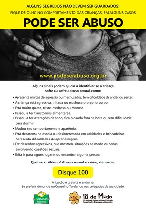 Campanha da Fundação Abrinq ajuda a identificar os sinais de abuso.