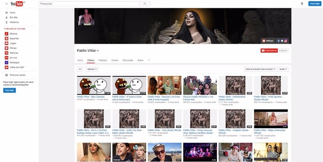 Canal de Pabllo Vittar no YouTube é invadido e aparece com foto de Bolsonaro e clipe 'K.O.' deletado Pabllo Vittar tem página no Youtube invadida (Foto: Reprodução/Youtube)