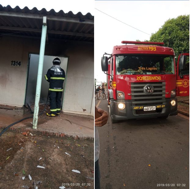 Mulher coloca fogo na casa do ex-cunhado no Parque São Carlos Bombeiros contiveram o fogo no Parque São Carlos. Foto: Divulgação