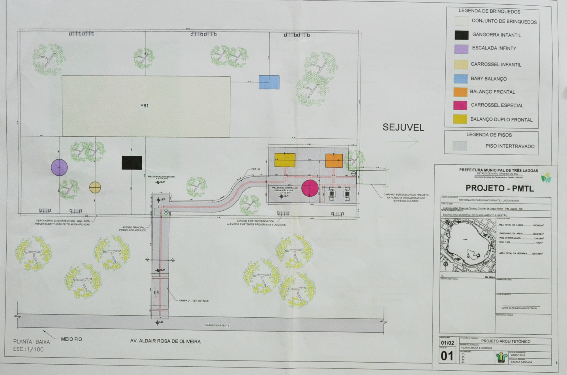 Parque Infantil da Lagoa Maior será totalmente reformado Projeto da reforma no parquinho da lagoa maior. (Foto: Assessoria)