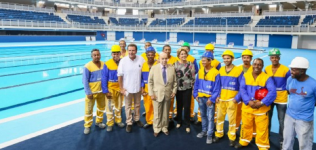 Dilma inaugura o Estádio Aquático Olímpico, no Rio.(Foto: Roberto Stuckert Filho/PR)