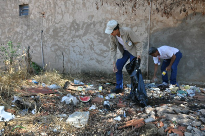 Saúde alerta quanto aos perigos da leishmaniose Agentes de Controle de Endemias recolhem lixo, incluindo material orgânico, propício à criação de vetores de doenças
Foto: Assessoria de Comunicação