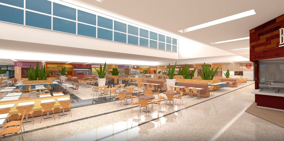 Planejamento se confirma e Shopping Três Lagoas deve ser entregue aos lojistas até o meio do ano Concepção artística da praça da alimentação, com mais de 20 restaurantes e 800 lugares. Foto: Site Argo