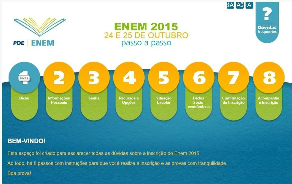 Página de inscrição do Enem 2015.  (http://enem.inep.gov.br). (Foto: Divulgação)
