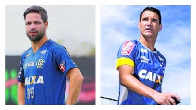 Diego, do Flamengo, e Thiago Neves, do Cruzeiro Foto: Montagem: Divulgação/Site oficial do Flamengo e Divulgação/Site Oficial do Cruzeiro