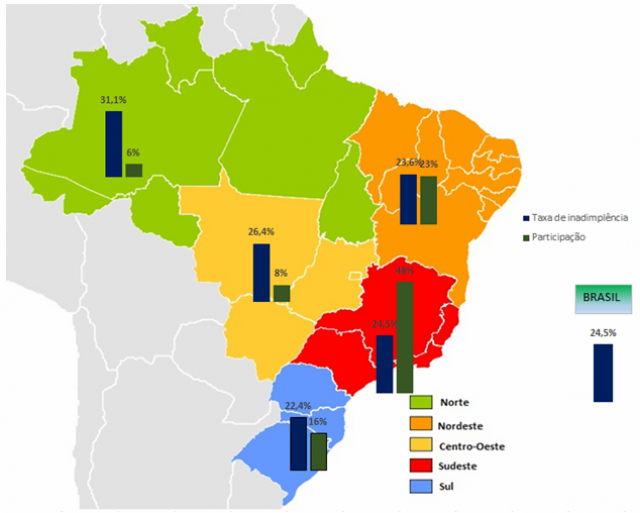Serasa Experian traça o Mapa da Inadimplência no Brasil em 2014 Mapa da Inadimplência, apurado por estudo da Serasa Experian (Foto: Ilustração/Serasa)