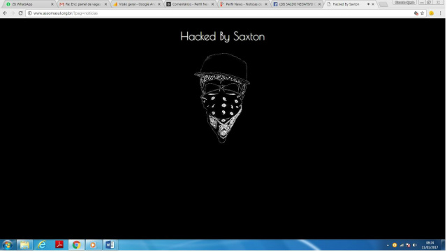Imagem do site da Assomasul após invasão. (Foto: Reprodução/ Internet).
