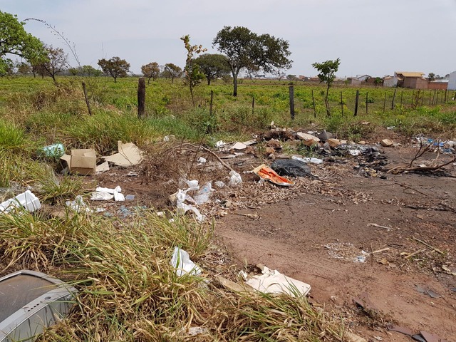Entulhos, cascos de garrafa e até animais mortos estão sendo descartados na rua F, no bairro Nova Três Lagoas. (Foto: Ricardo Ojeda)