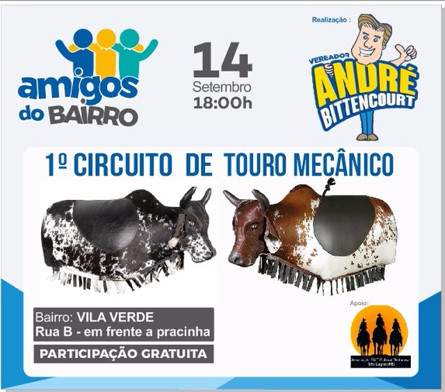 Vereador organiza circuito de touro mecânico nos bairros de Três Lagoas Arte/Assessoria