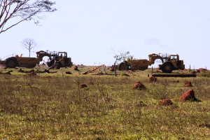 Fábrica de celulose da Eldorado Brasil já está 98% concluída Tão logo a cerimônia de lançamento foi encerrada, maquinários iniciaram as obras de terraplanagem, totalizando até hoje 9 milhões de metros cúbicos (Foto: Ricardo Ojeda/Arquivo)