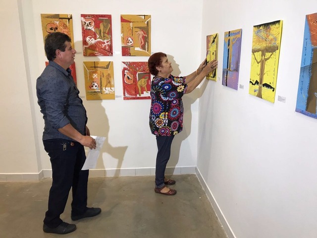 Obra de arte voltou a ser exposta após apreensão da polícia (Foto: Alysson Maruyama/ TV Morena)