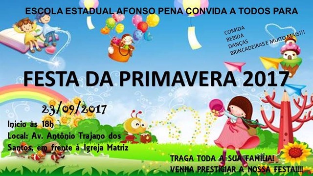 Colégio Afonso Pena promove a Festa da Primavera O evento é aberto a toda comunidade (Foto: Arte / Divulgação)