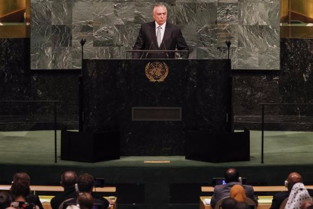 Nova York - Presidente Michel Temer faz o discurso de abertura da 72ª Assembleia Geral da Organização das Nações Unidas (ONU). (Foto:Beto Barata/PR)